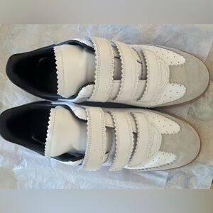 Isabel Marant White, Gray and Black Triple-Strap Sneakers